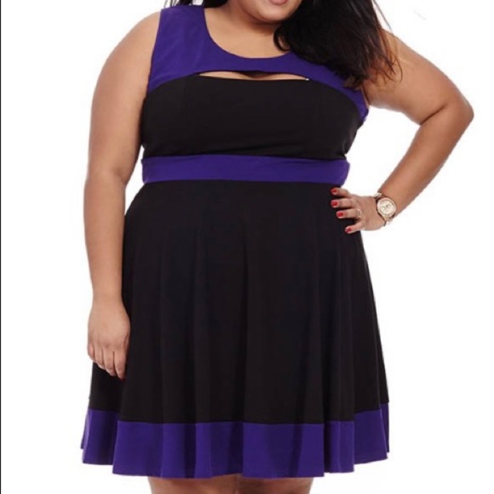 Women Dress A-Line Skater Fit 22 Black & Purple